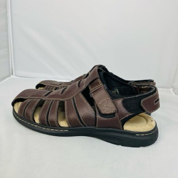 Men's Dockers Dark Brown Leather Sandals Size 13 Excellent -worn one time - Picture 2 of 7